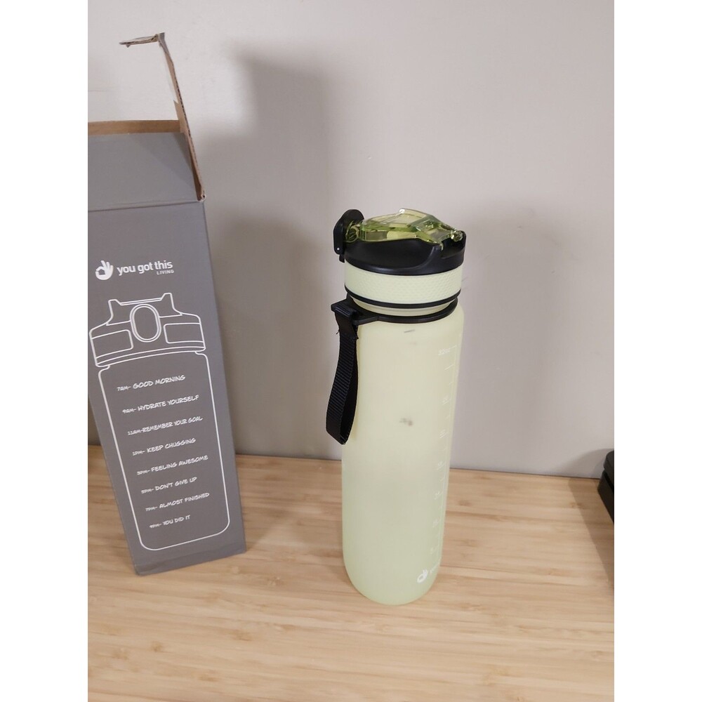 Motivational Water Bottle with Time Marker, 32 oz  Sports, Green